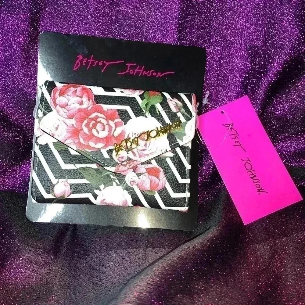 Betsey Johnson Black and white wallet with flower design